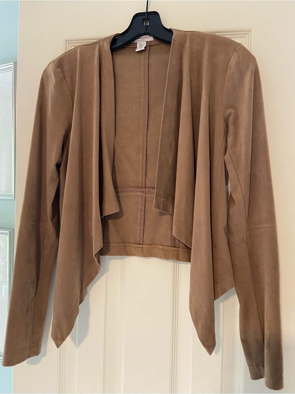 Size SM Taupe Suede Open-Front Jacket